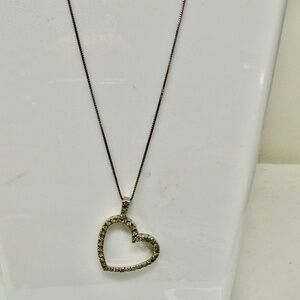 14k white gold diamond dangle heart platinum chain